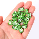 Peridot Thin Octagon Shape High Quality Glass Pointed Back Fancy Rhinestones WholesaleRhinestone